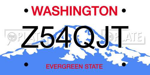 Z54QJT Washington License Plate