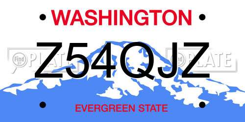 Z54QJZ Washington License Plate