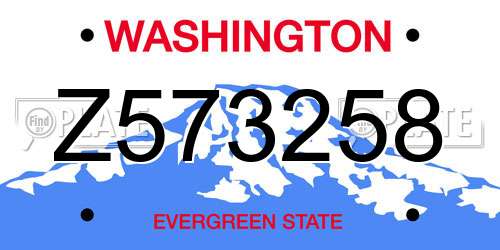 Z573258 Washington License Plate