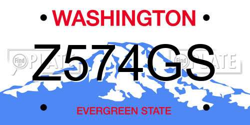 Z574GS Washington License Plate