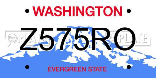 Z575RO Washington License Plate