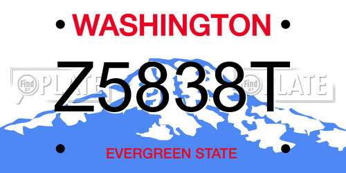 Z5838T Washington License Plate
