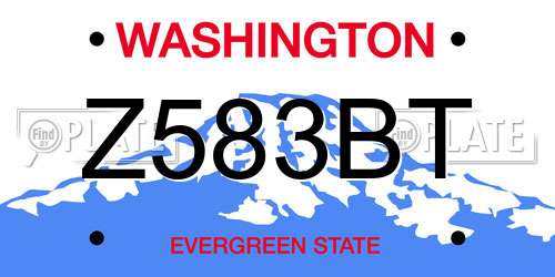 Z583BT Washington License Plate