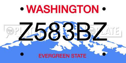 Z583BZ Washington License Plate