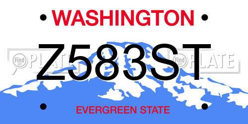 Z583ST Washington License Plate