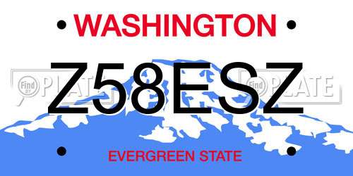 Z58ESZ Washington License Plate