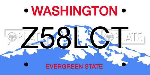 Z58LCT Washington License Plate