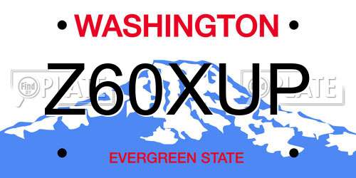 Z60XUP Washington License Plate