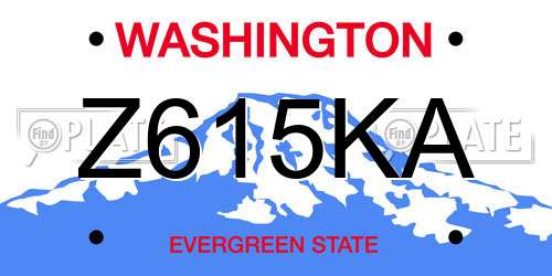Z615KA Washington License Plate