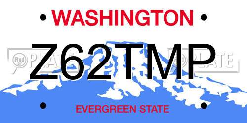 Z62TMP Washington License Plate