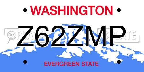 Z62ZMP Washington License Plate