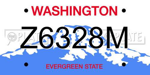 Z6328M Washington License Plate