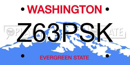 Z63PSK Washington License Plate