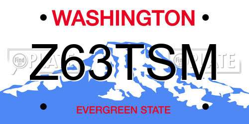Z63TSM Washington License Plate