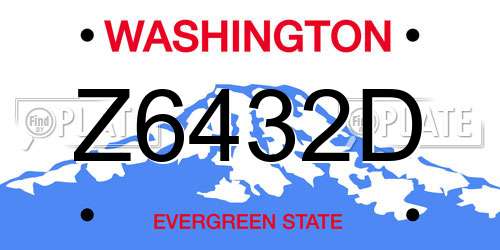 Z6432D Washington License Plate