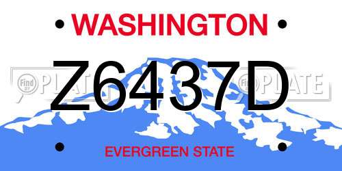 Z6437D Washington License Plate