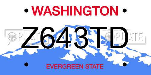 Z643TD Washington License Plate