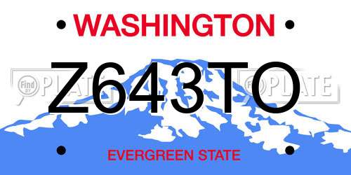 Z643TO Washington License Plate