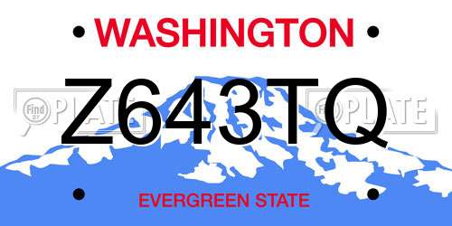 Z643TQ Washington License Plate