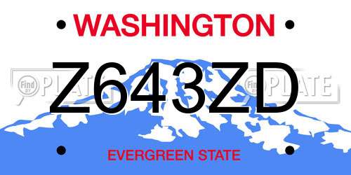 Z643ZD Washington License Plate