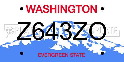 Z643ZO Washington License Plate