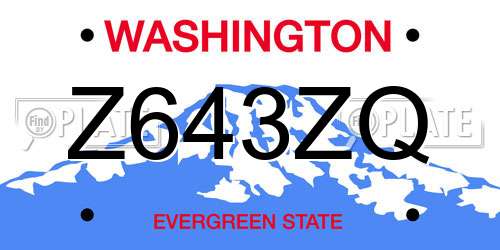 Z643ZQ Washington License Plate