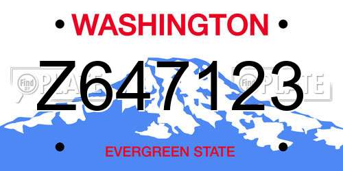 Z647123 Washington License Plate