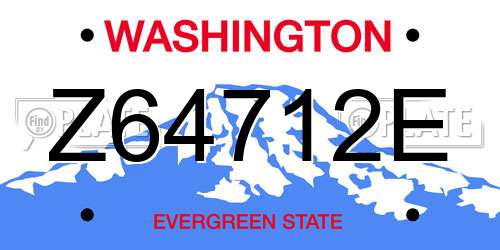 Z64712E Washington License Plate