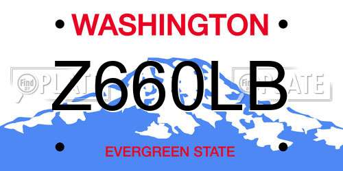 Z660LB Washington License Plate