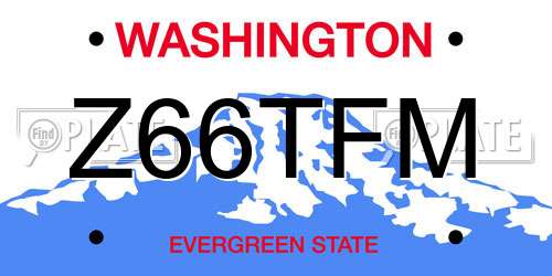 Z66TFM Washington License Plate