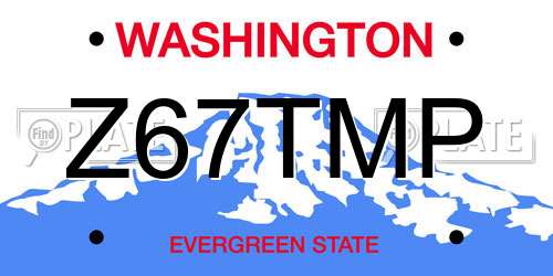 Z67TMP Washington License Plate