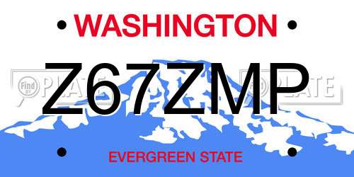 Z67ZMP Washington License Plate