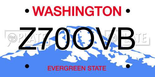 Z70OVB Washington License Plate