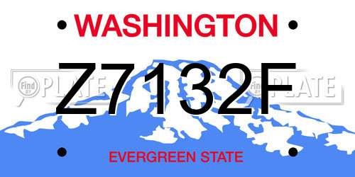 Z7132F Washington License Plate