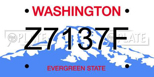 Z7137F Washington License Plate