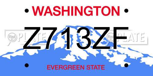 Z713ZF Washington License Plate