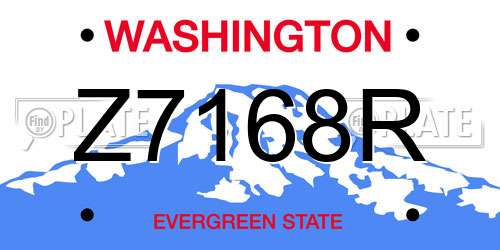 Z7168R Washington License Plate