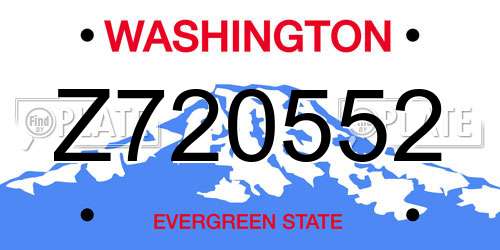 Z720552 Washington License Plate