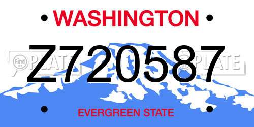 Z720587 Washington License Plate