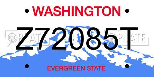 Z72085T Washington License Plate