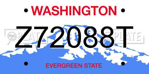 Z72088T Washington License Plate