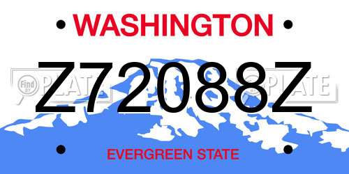 Z72088Z Washington License Plate