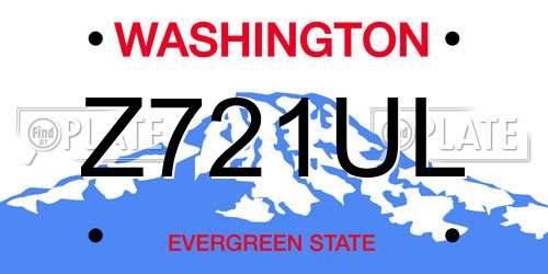 Z721UL Washington License Plate
