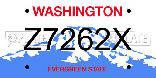 Z7262X Washington License Plate