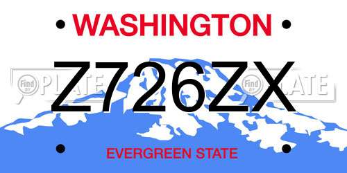 Z726ZX Washington License Plate