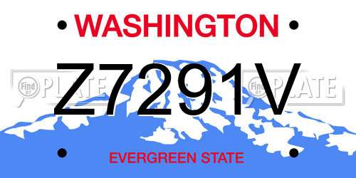 Z7291V Washington License Plate