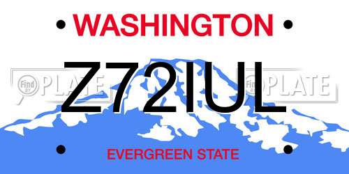 Z72IUL Washington License Plate