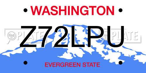 Z72LPU Washington License Plate
