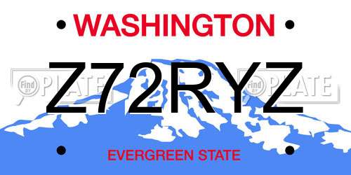Z72RYZ Washington License Plate