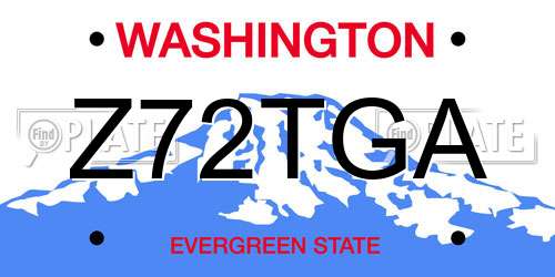 Z72TGA Washington License Plate